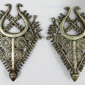 Matched Pair Antique Kavuta Fertility Silver Earrings from Timor